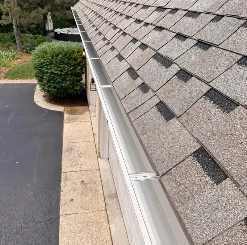 The same gutter after cleaning, clear and dry